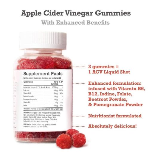 Apple Cider Vinegar Gummies with B12 & Folic Acid. - Image 6