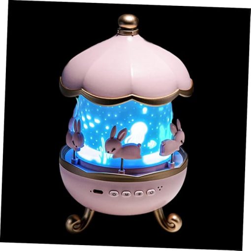 Rotating starry sky projection lamp, rabbit shape, USB night light, colorful romantic night light. - Image 4