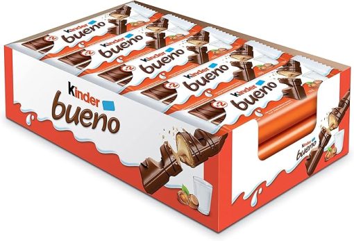 KINDER BUENO Milk Chocolate and Hazelnut Cream Candy Bars, 20 Packs