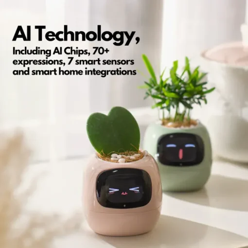 PLANTSIO smart pet flower pot robot, cute and interactive, exquisite desktop gift